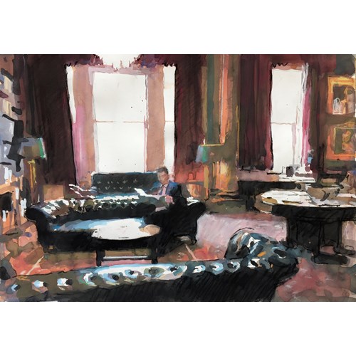 Reading the newspaper, Brooks's, St James's, 2017